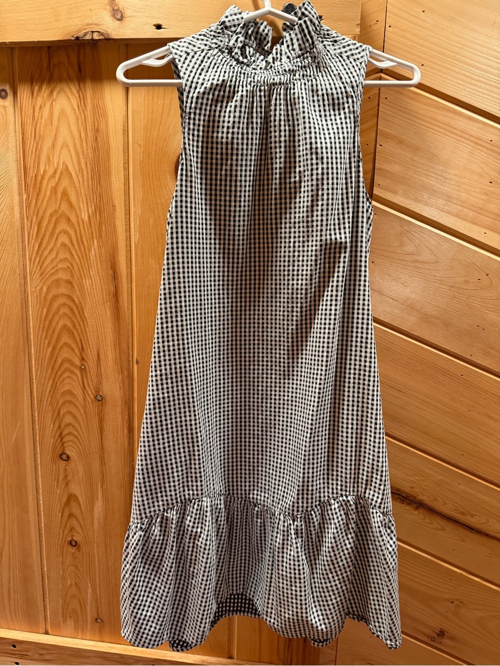 River Island Black and White Gingham Dress with Ruffle Trim